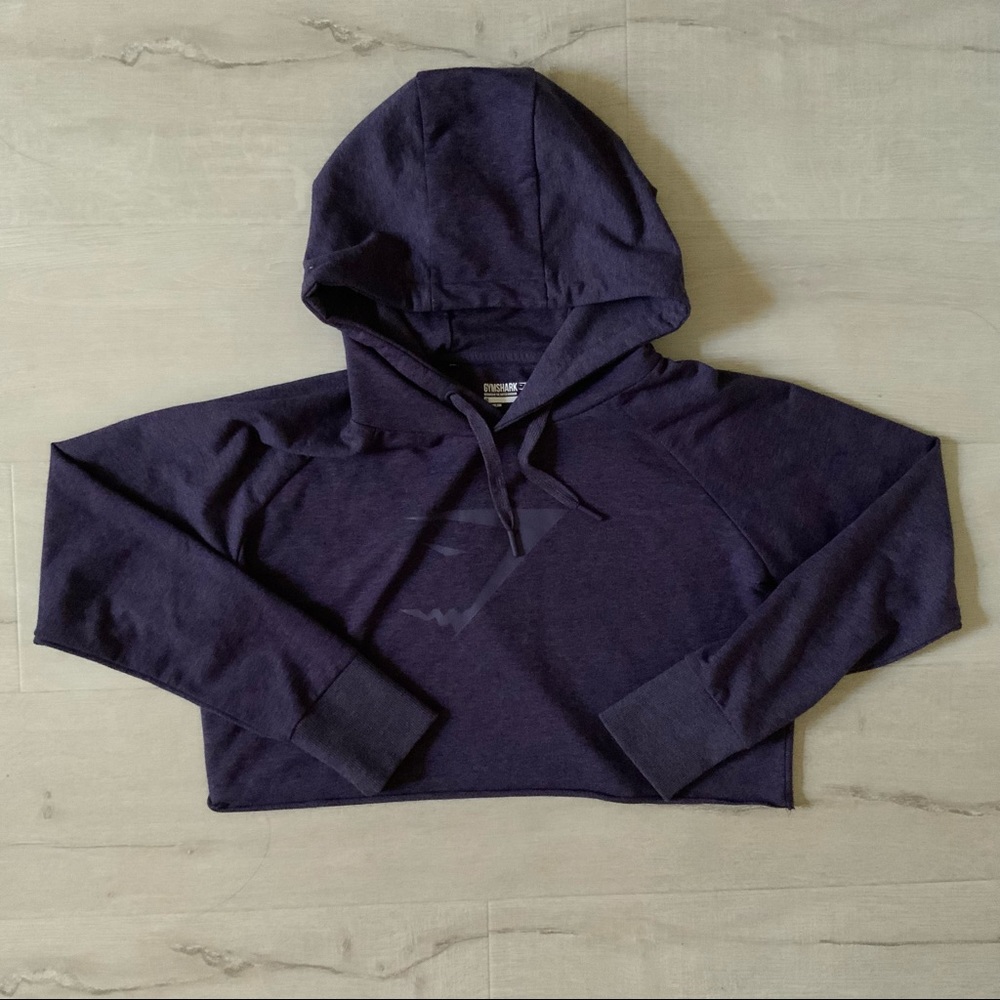 Gymshark Rich Purple Marl Cropped Hoodie -M - Picture 1 of 3